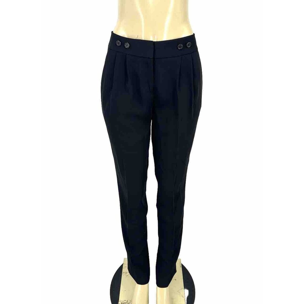 ARMANI EXCHANGE 6 Women Dress Pants Black Pleated Front Trousers Slim Leg ED10